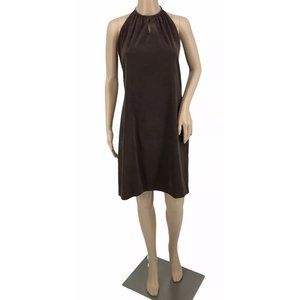 Alyn Paige New York Halter Dress 13/14 Brown  Keyhole Front Mini Sleeveless